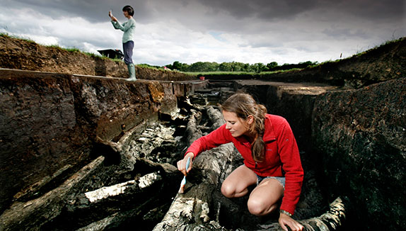 Dr Nicky Milner carrying out fieldwork at the Star Carr Early Mesolithic site in North Yorkshire.