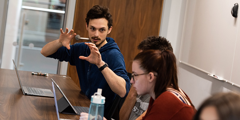 A group of students in conversation