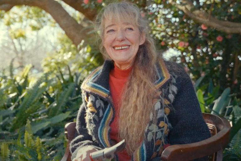 a woman sitting in a chair